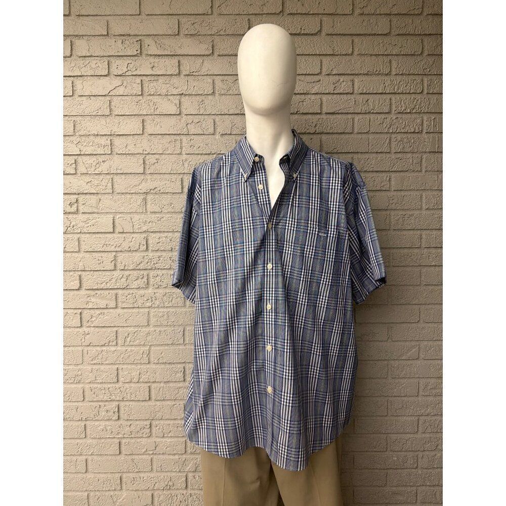 Orvis Blue Plaid Men’s Short Sleeve Button Down Shirt Size XXL